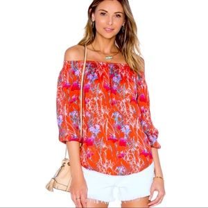 Philosophy | Red Floral Off The Shoulder Blouse